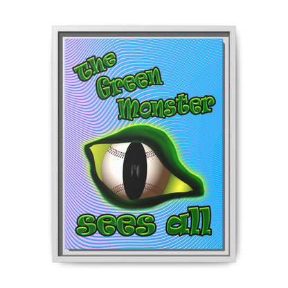 green monster - framed canvas art (light blue-purple wave)
