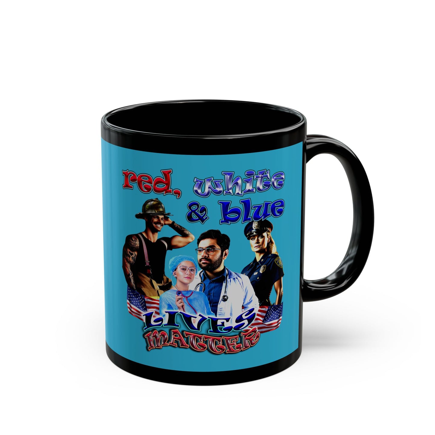 rw&b lives matter - Black Mug (turquoise)