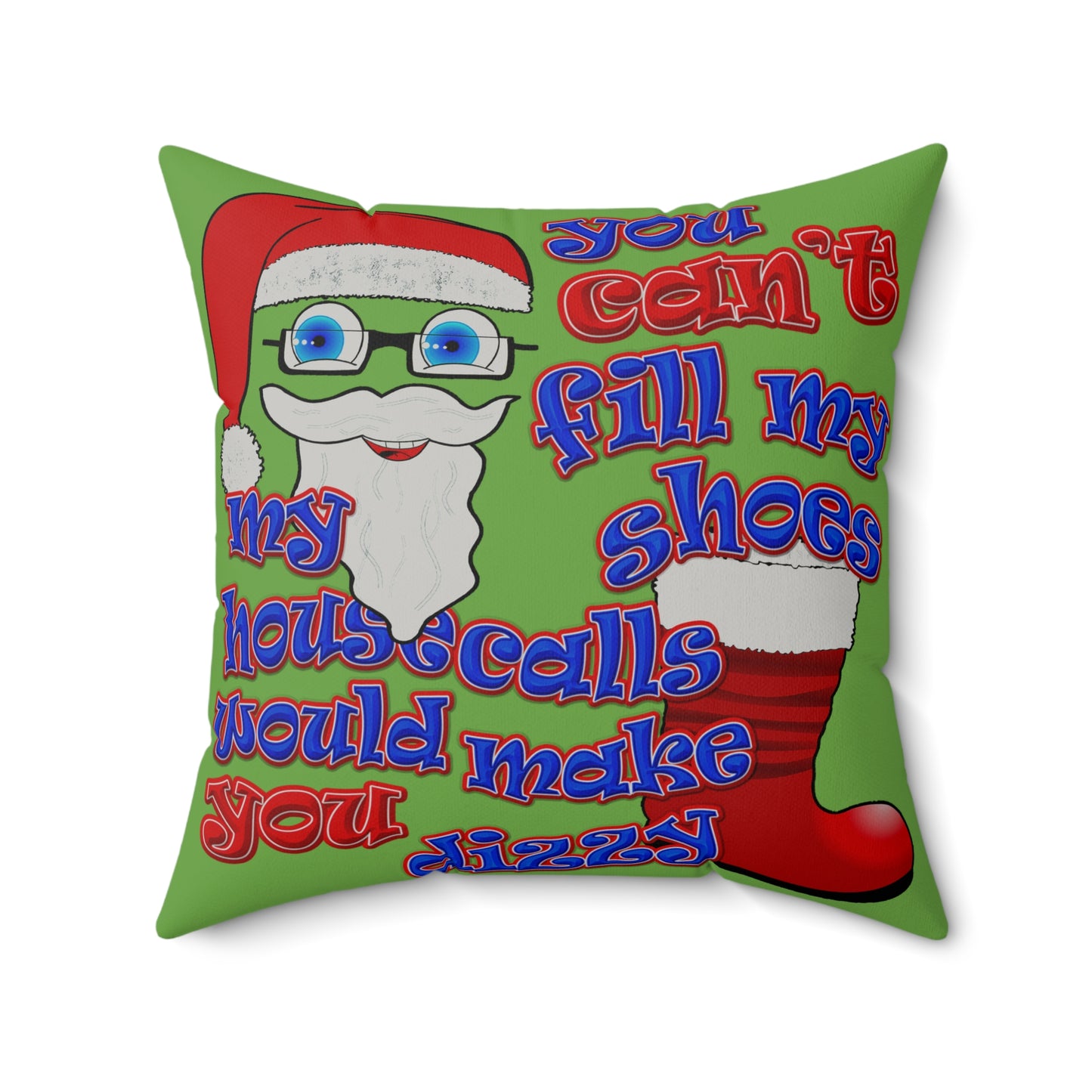 santa's shoes - Faux Suede Square Pillow - (green)