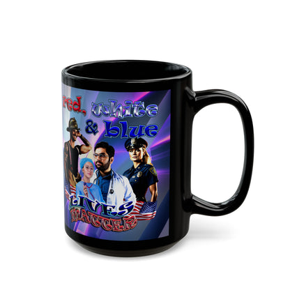 rw&b lives matter - Black Mug (grey-pink wave)