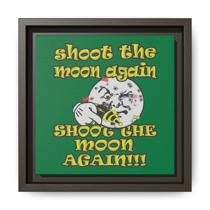 shoot the moon again - framed canvas art (dark green)