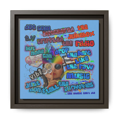 drop the beat - framed canvas art (light blue)