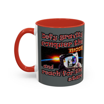 defy conquer reach - Accent Mug (dark grey)