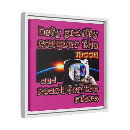 defy conquer reach - framed canvas art (pink)