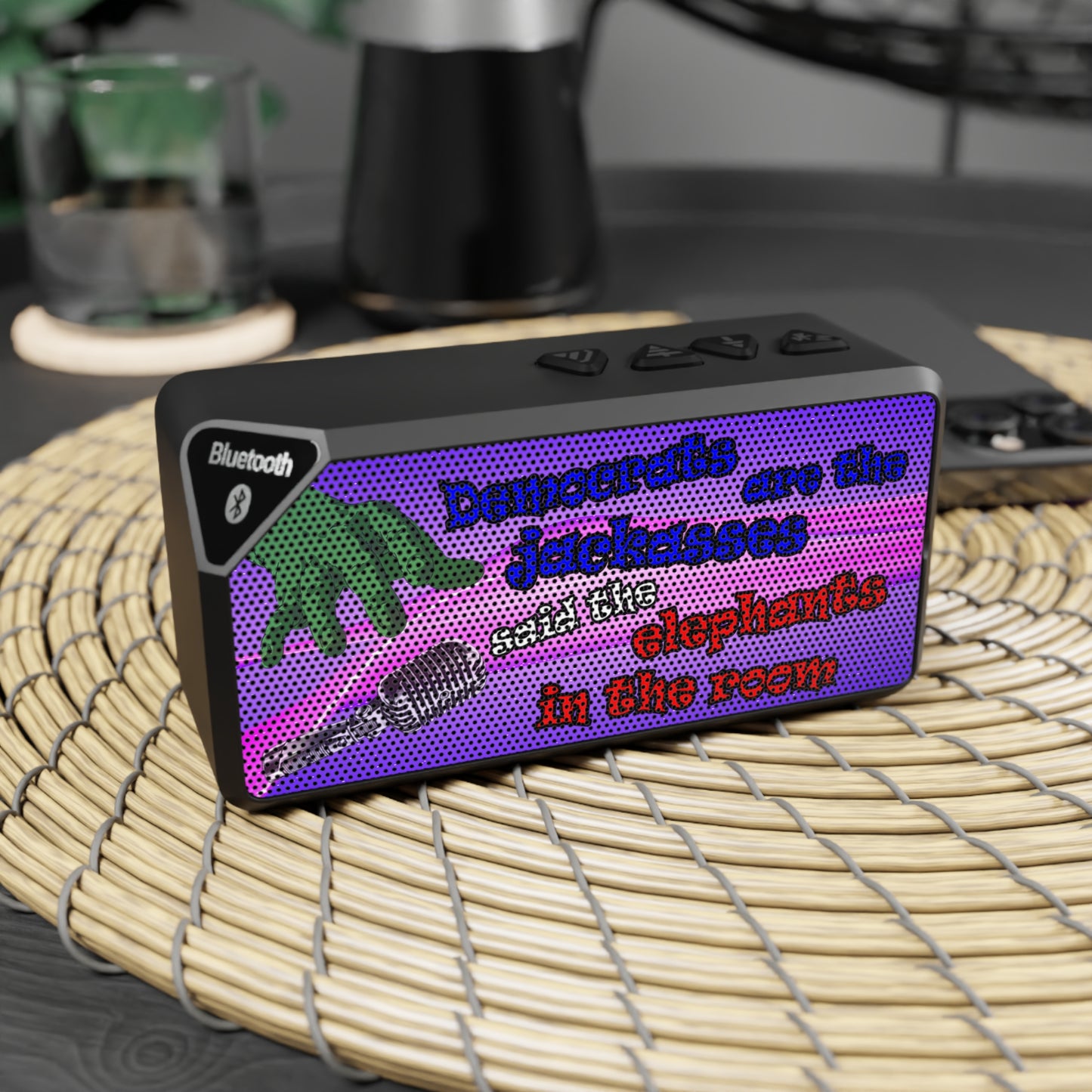 donkeys and elephants - Jabba Bluetooth Speaker (purple-pink wave)