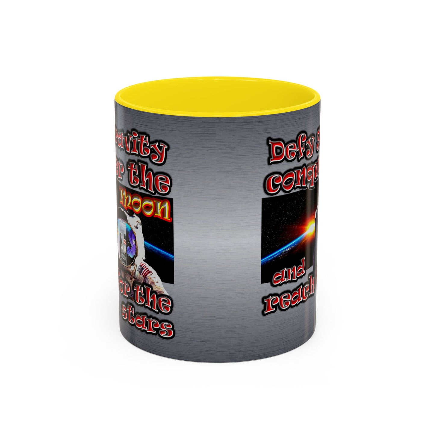 defy conquer reach - Accent Mug (brushed nickel)