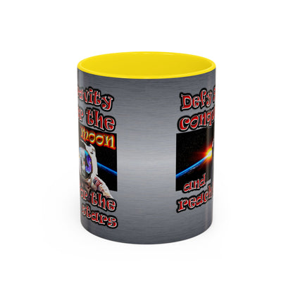 defy conquer reach - Accent Mug (brushed nickel)