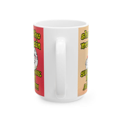 shoot the moon again - White Mug (yellow-orange wave)