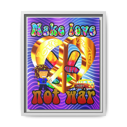 love peace - framed canvas art (purple wave)