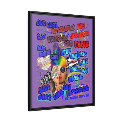 drop the beat - framed canvas art (light purple)