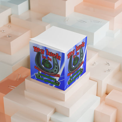 my luck - note cube (blue-white wave)