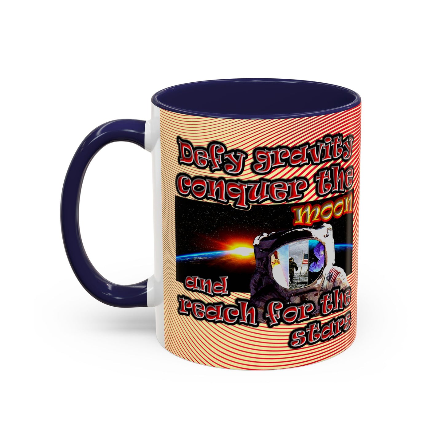 defy conquer reach - Accent Mug (yellow-orange wave)