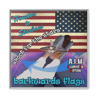 shoot for the stars - framed canvas art (grey-pink wave)