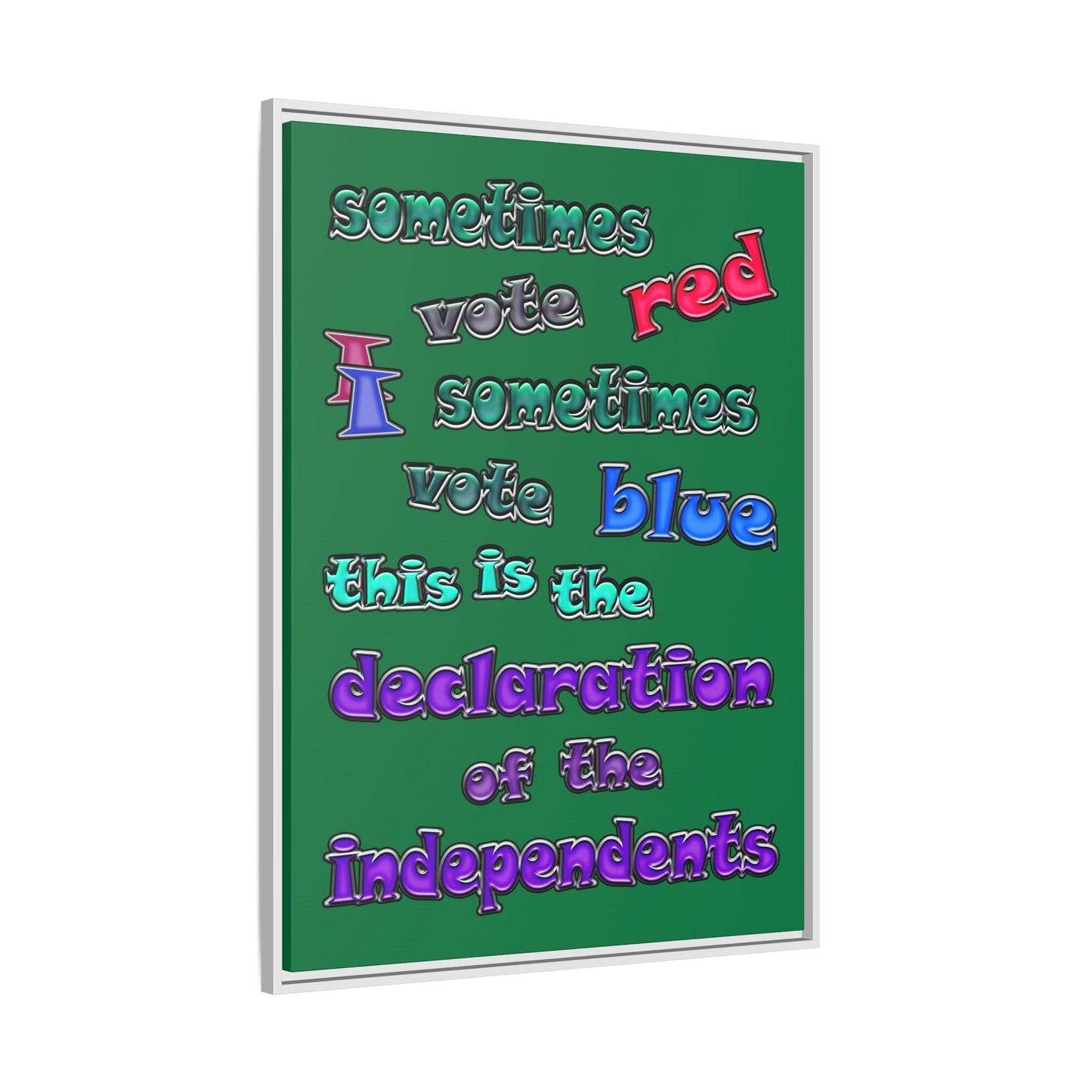 declaration of the independents - framed canvas art (dark green)