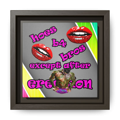 hoes b4 bros - framed canvas art (rainbow split)