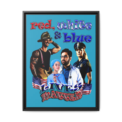 rw&b lives matter - framed canvas art (turquoise)
