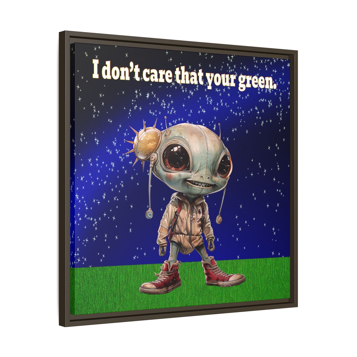 I don't care that your green - framed canvas art ('snoops' background)