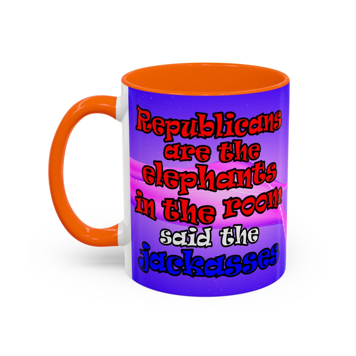 donkeys and elephants - Accent Mug (purple-pink wave)