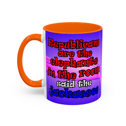 donkeys and elephants - Accent Mug (purple-pink wave)