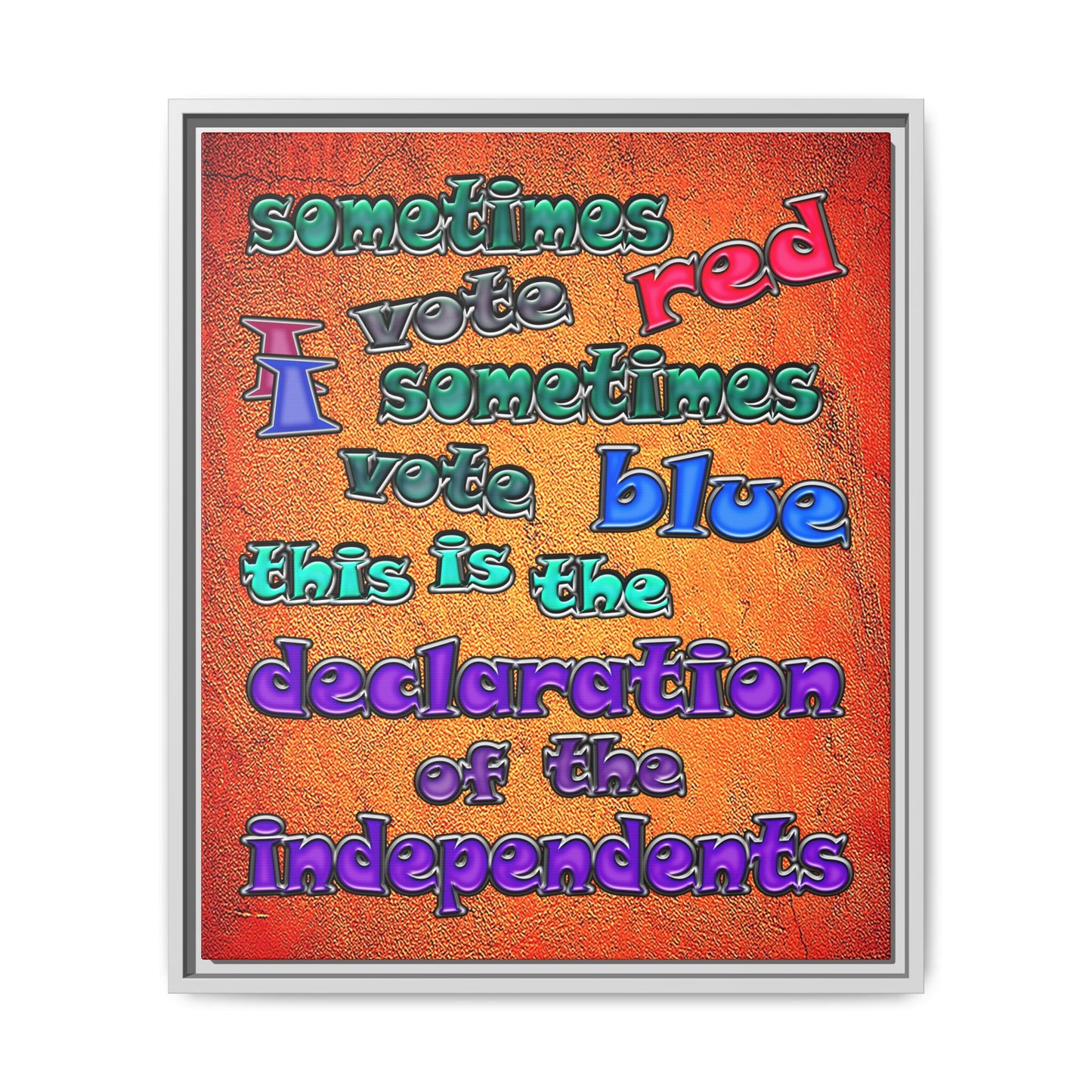 declaration of the independents - framed canvas art (burnt orange)