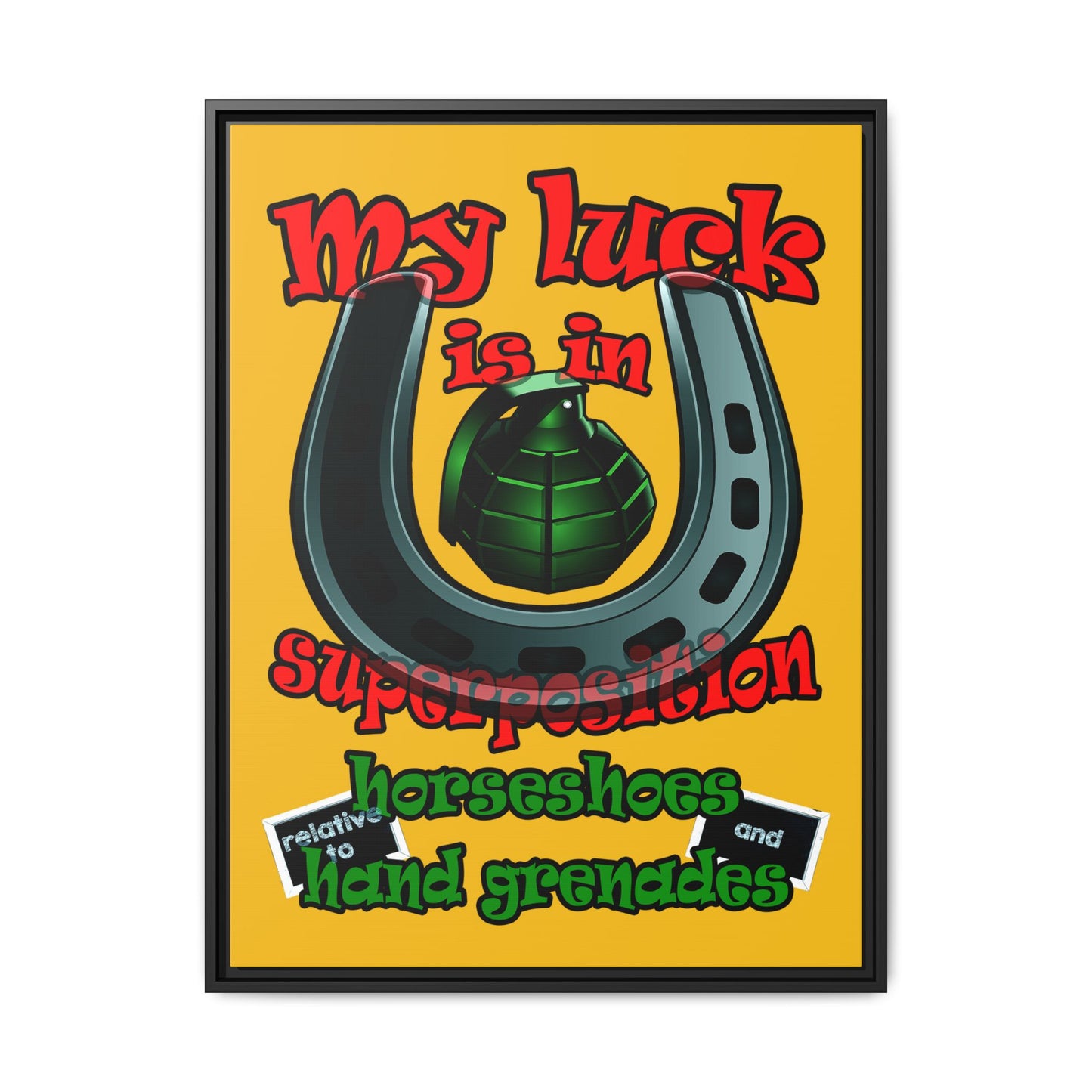 my luck - framed canvas art (yellow)