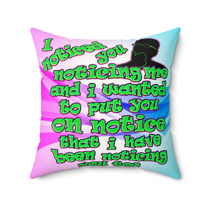 noticed you noticing - Faux Suede Square Pillow - (light blue-pink wave)