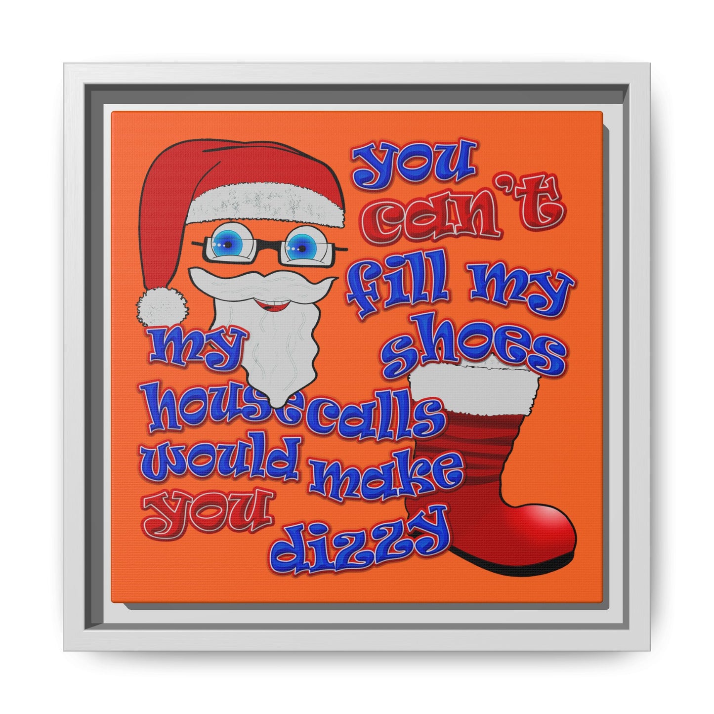 santa's shoes - framed canvas art (orange)