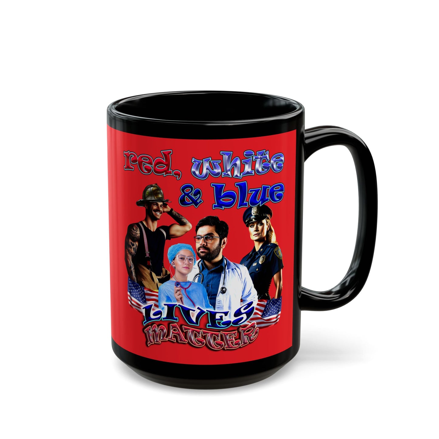 rw&b lives matter - Black Mug (red)