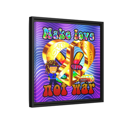 love peace - framed canvas art (purple wave)