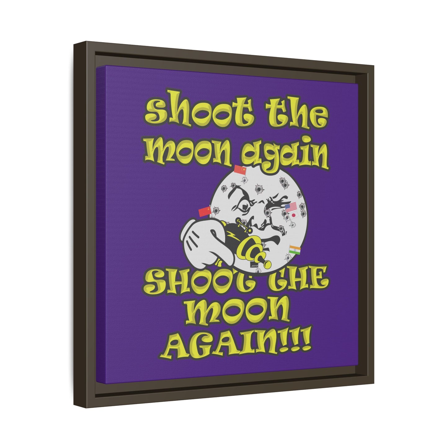 shoot the moon again - framed canvas art (purple)
