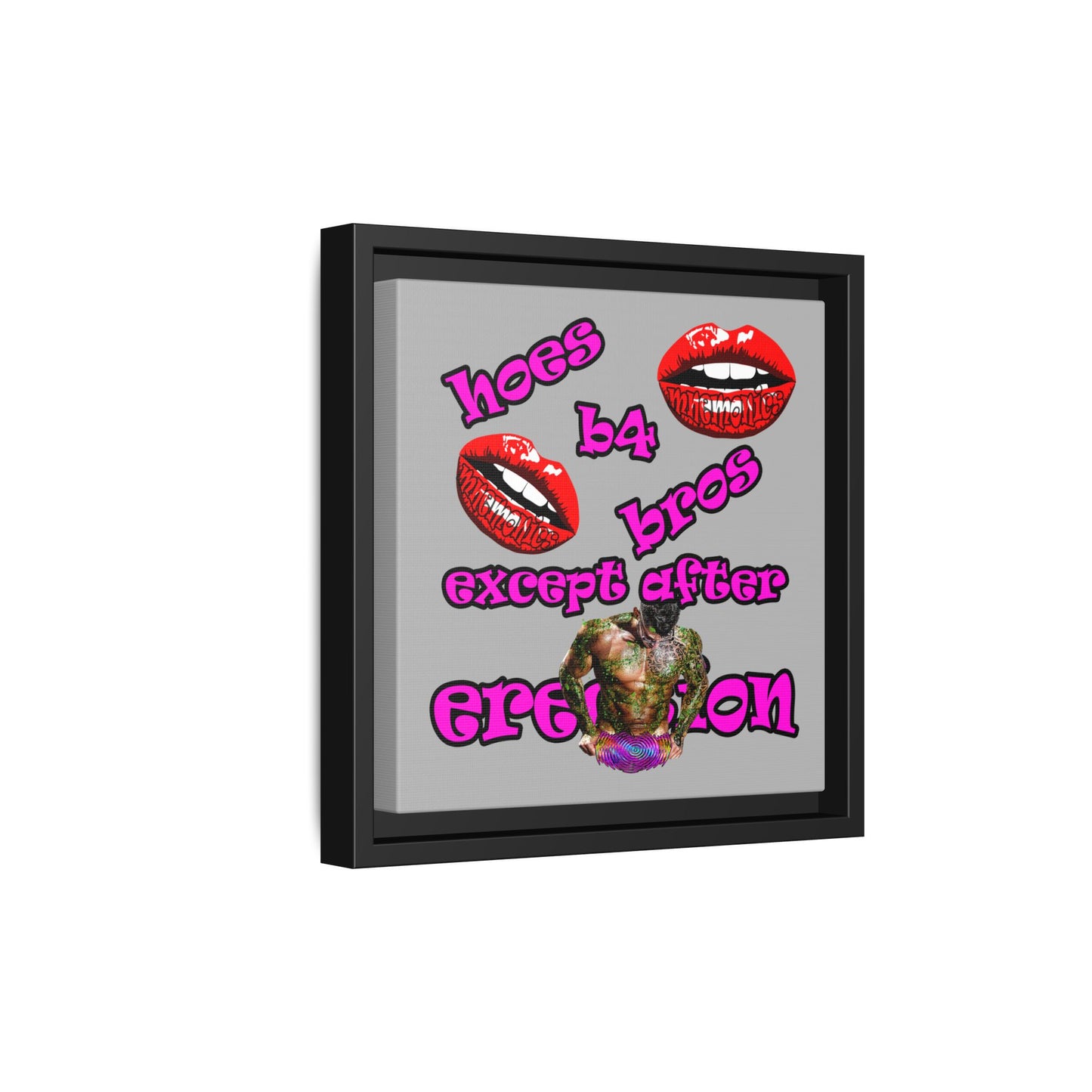 hoes b4 bros - framed canvas art (light grey)