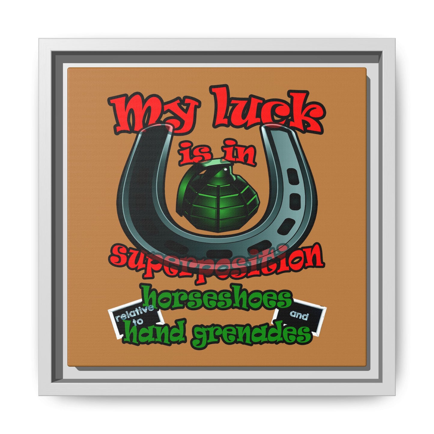 my luck - framed canvas art (light brown)