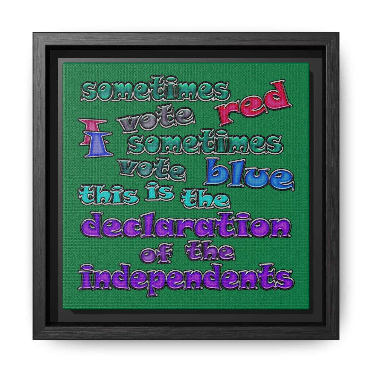 declaration of the independents - framed canvas art (dark green)