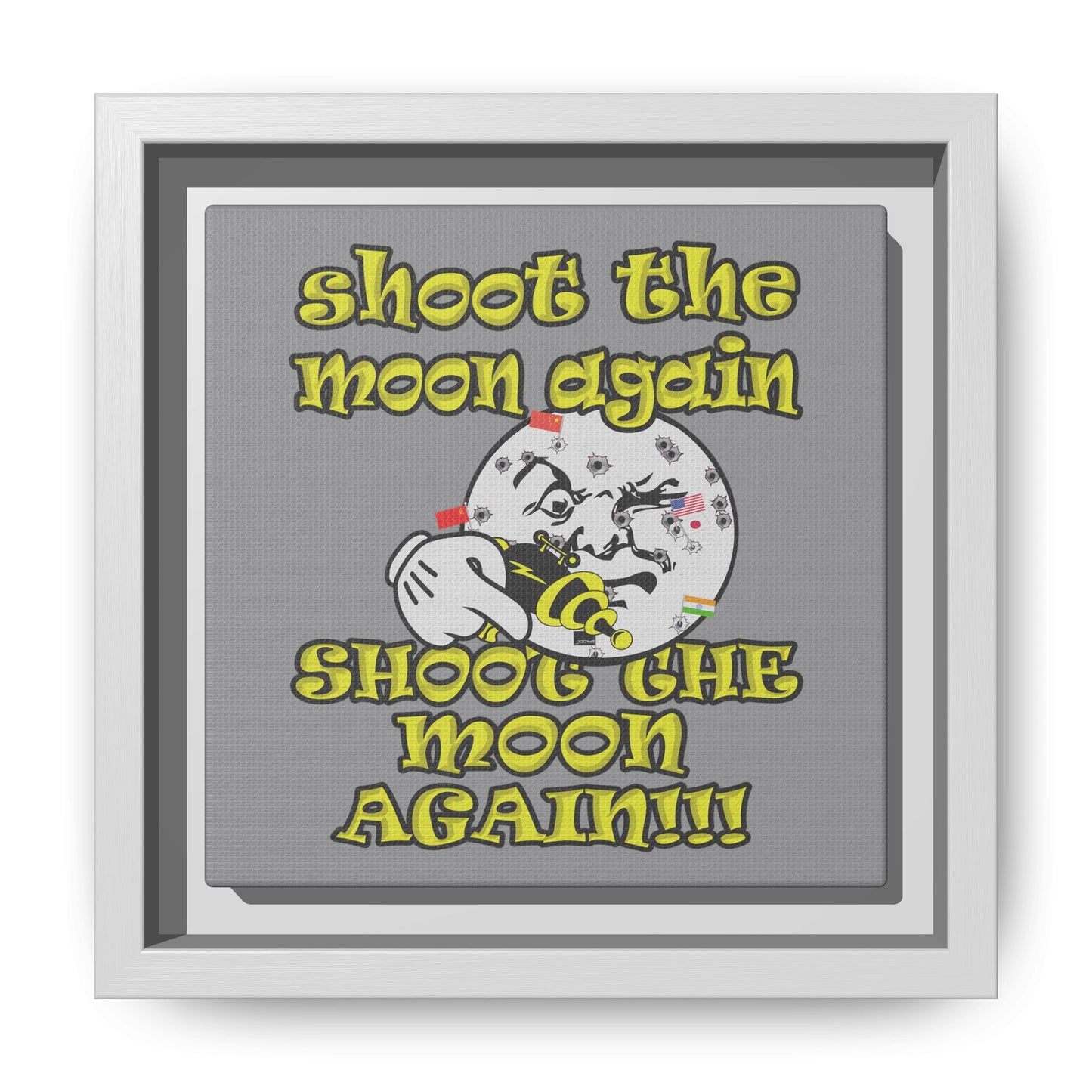 shoot the moon again - framed canvas art (grey)