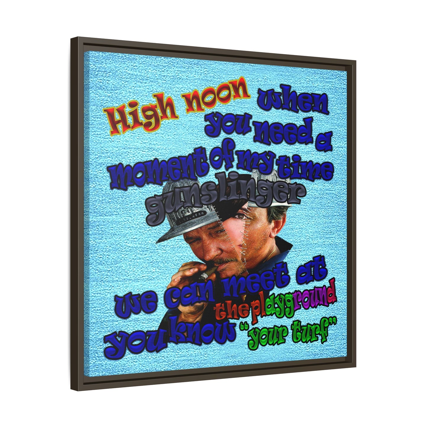 high noon - framed canvas art (faded blue)