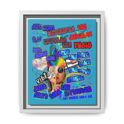 drop the beat - framed canvas art (turquoise)