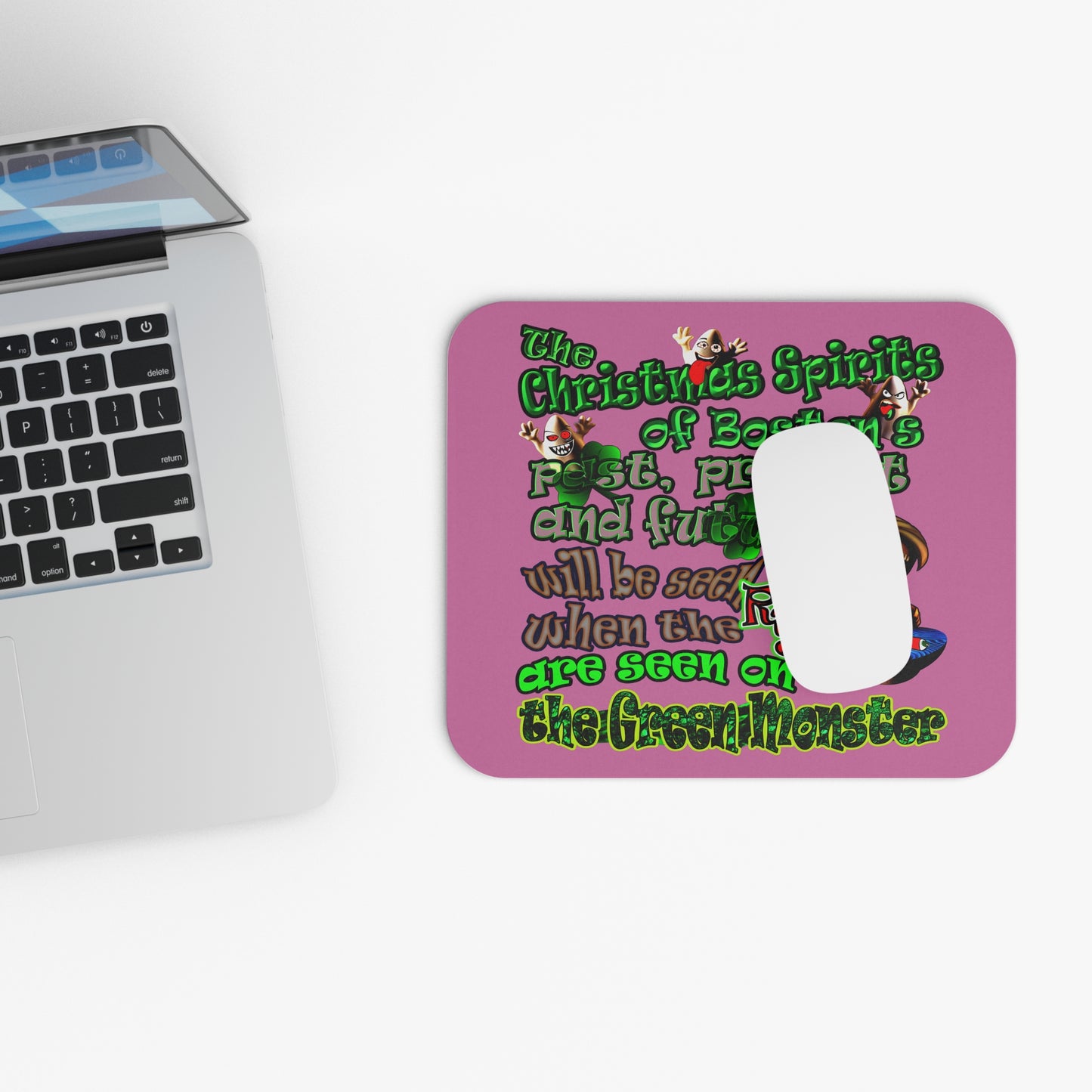 christmas spirits of boston - Mouse Pad (Rectangle) (light pink)