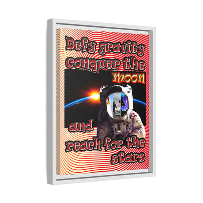 defy conquer reach - framed canvas art (yellow-orange wave)