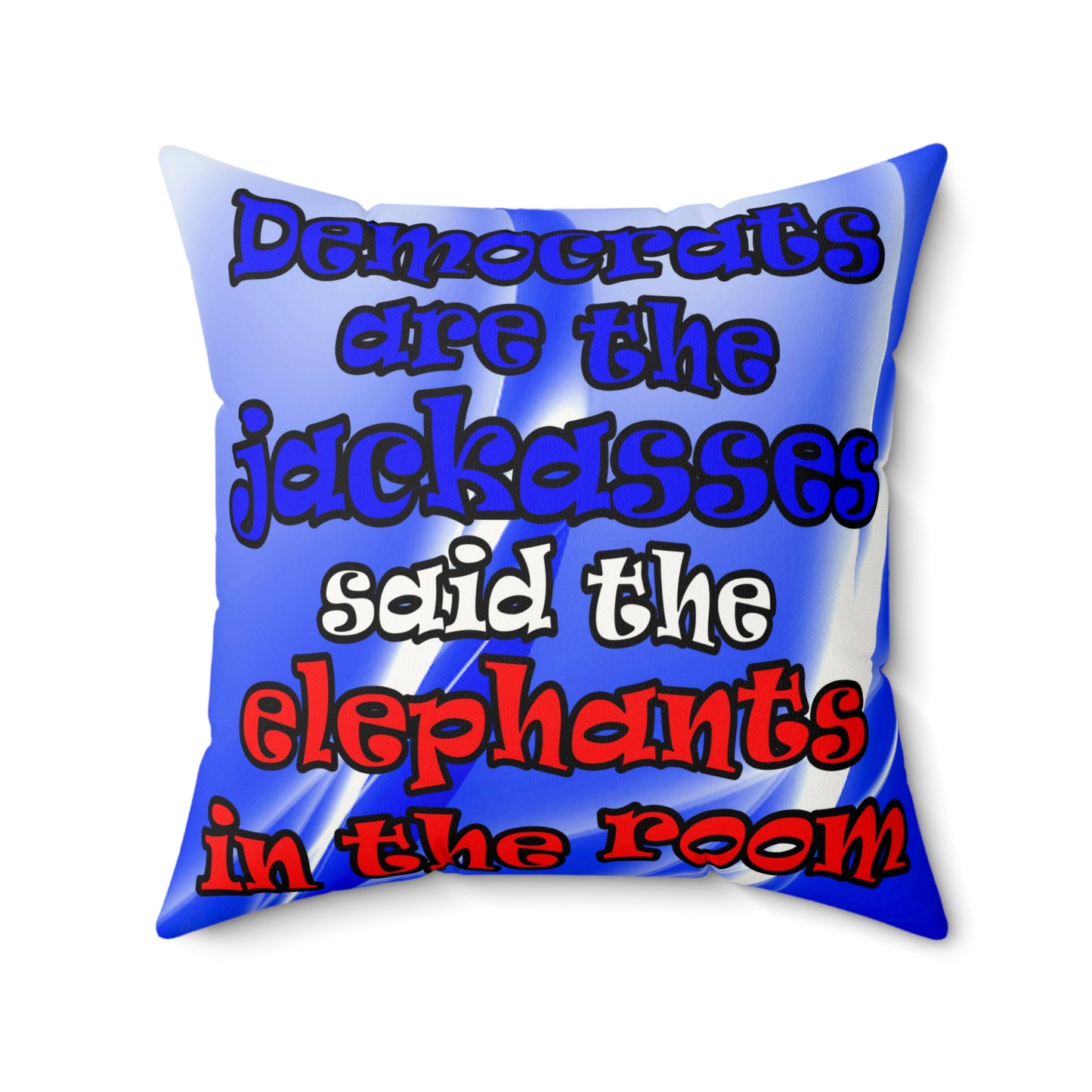 donkeys and elephants - Faux Suede Square Pillow - (blue-white wave)