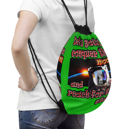 defy conquer reach - Drawstring Bag (logo green)
