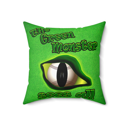 green monster - Spun Polyester Square Pillow - (green turf)