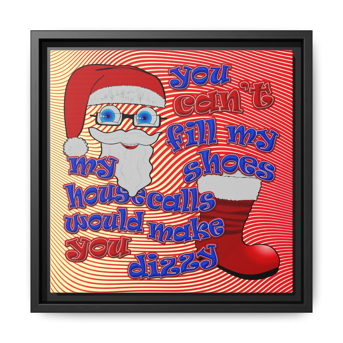 santa's shoes - framed canvas art (yellow-orange wave)