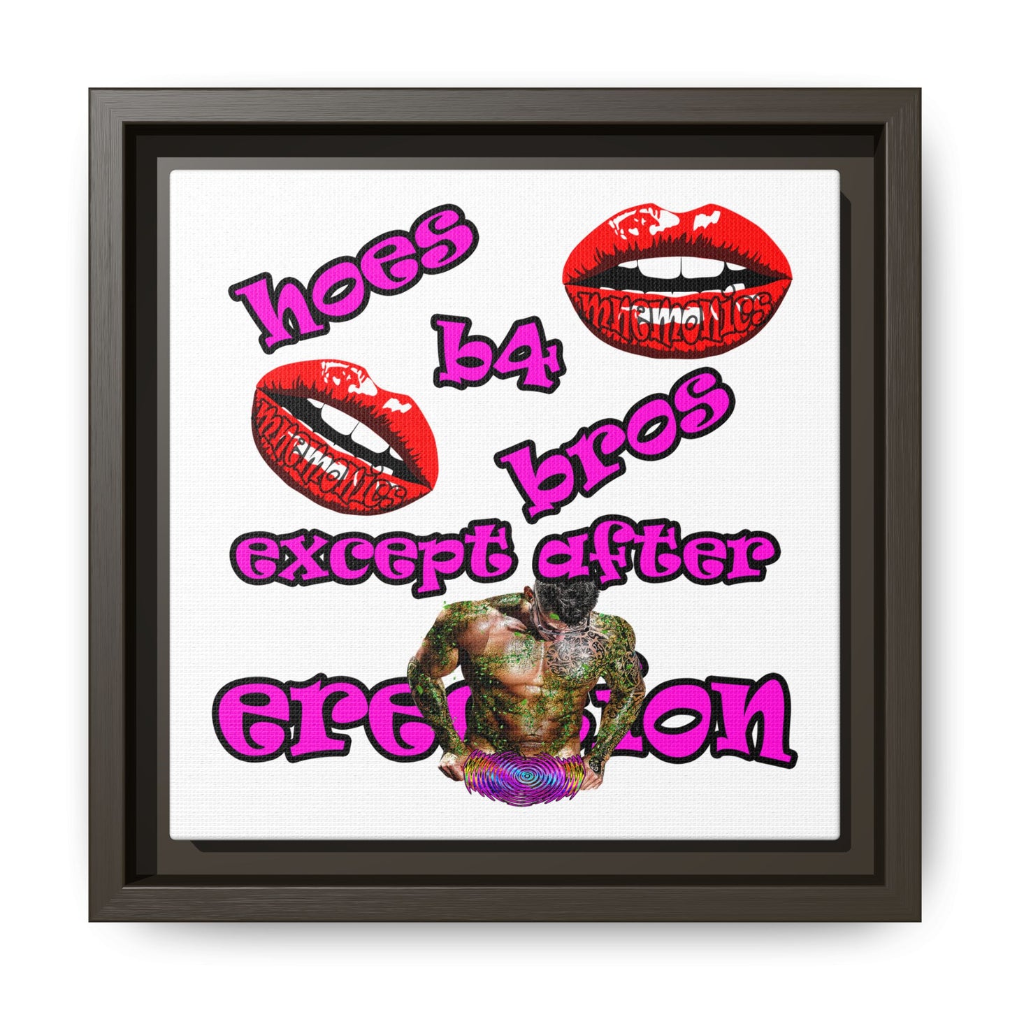 hoes b4 bros - framed canvas art (white)
