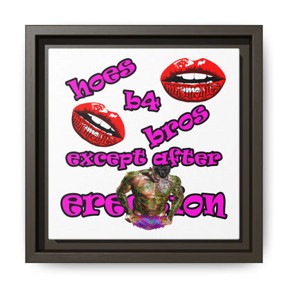 hoes b4 bros - framed canvas art (white)
