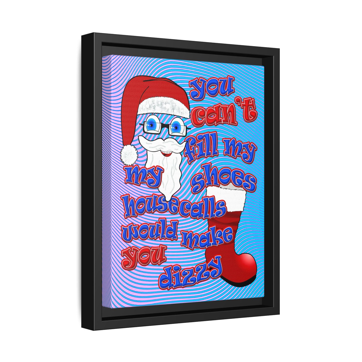 santa's shoes - framed canvas art (light blue-purple wave)