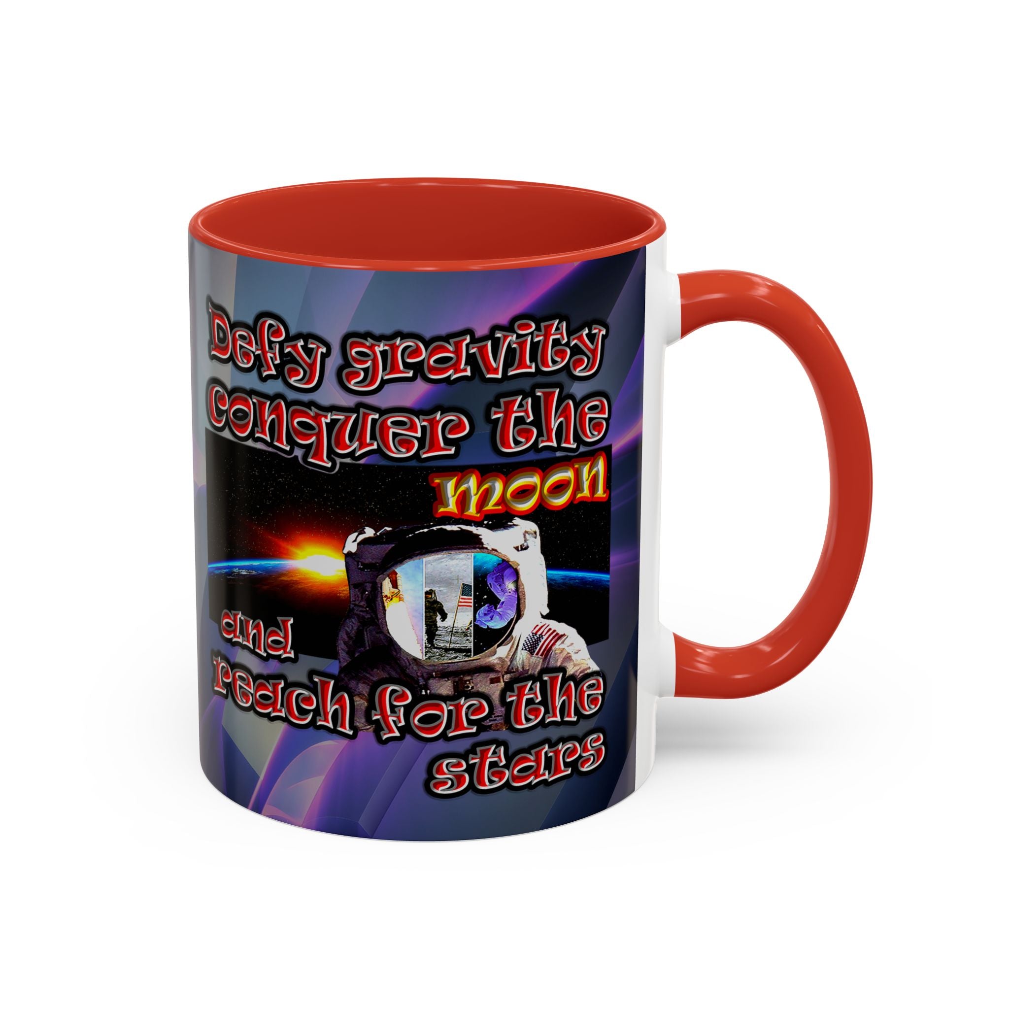 defy conquer reach - Accent Mug (grey-pink wave)