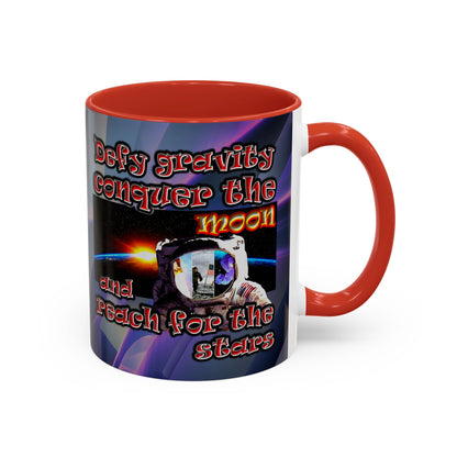 defy conquer reach - Accent Mug (grey-pink wave)