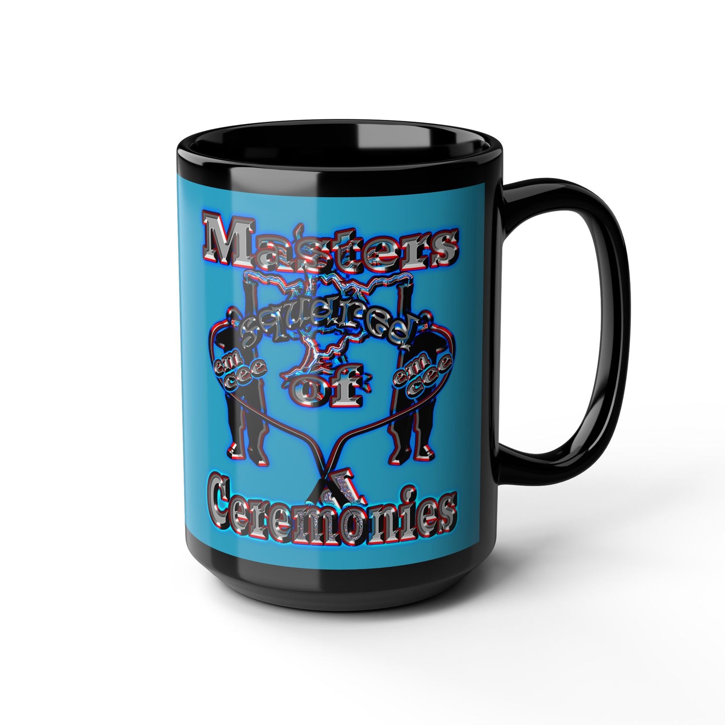 em cee squared - Black Mug (turquoise)