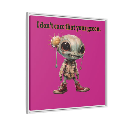 I don't care that your green - framed canvas art (pink)