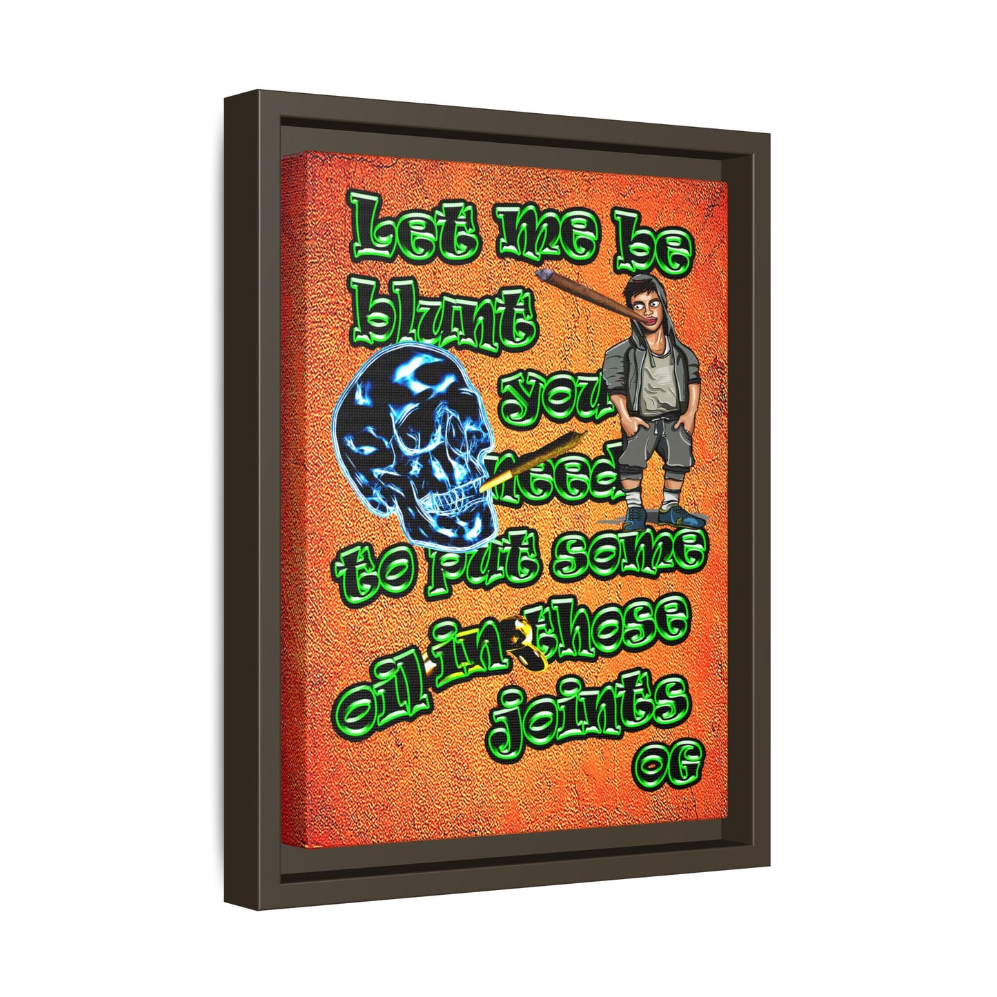 og - framed canvas art (burnt orange)